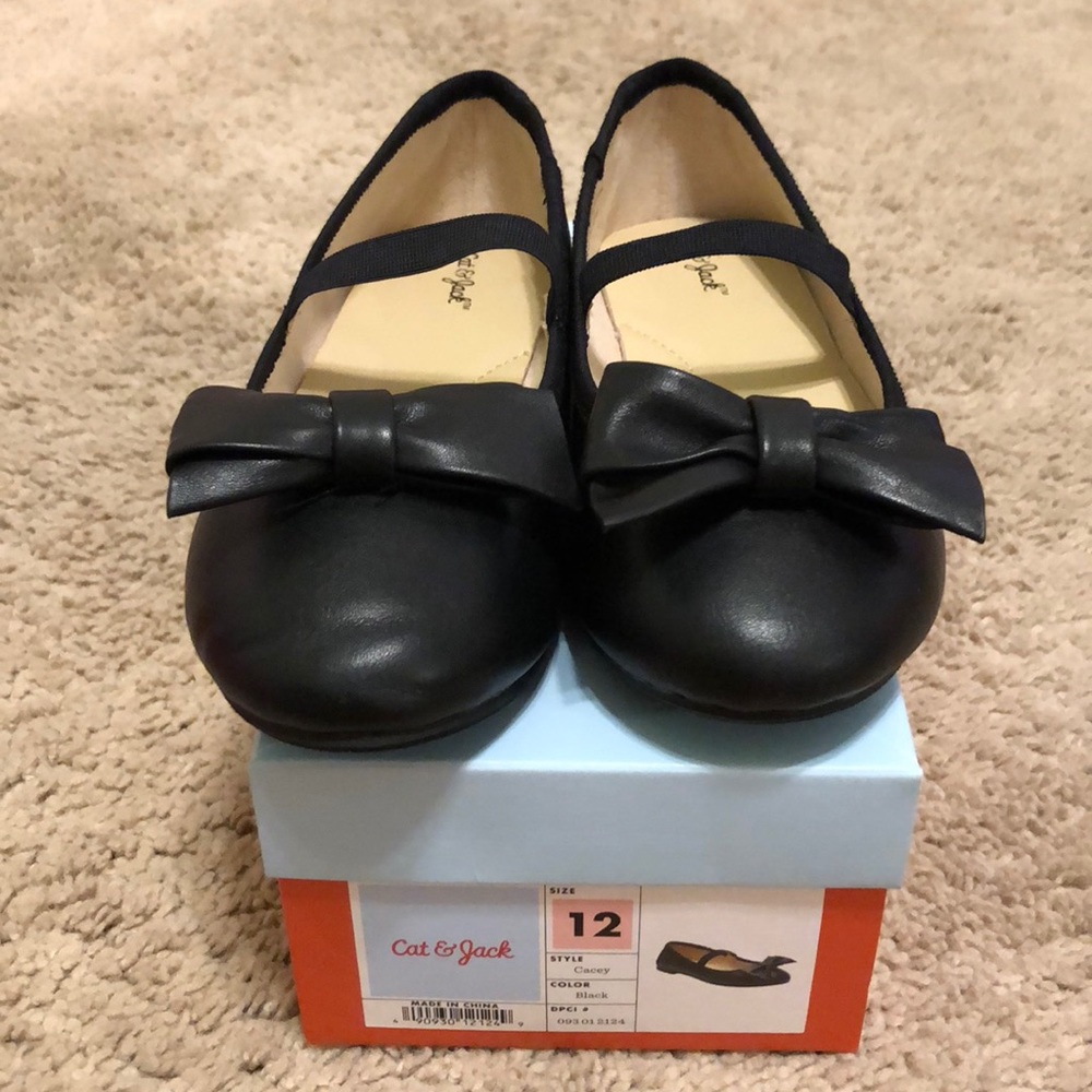 Girls MaryJane Flat with Bow Faux Leather